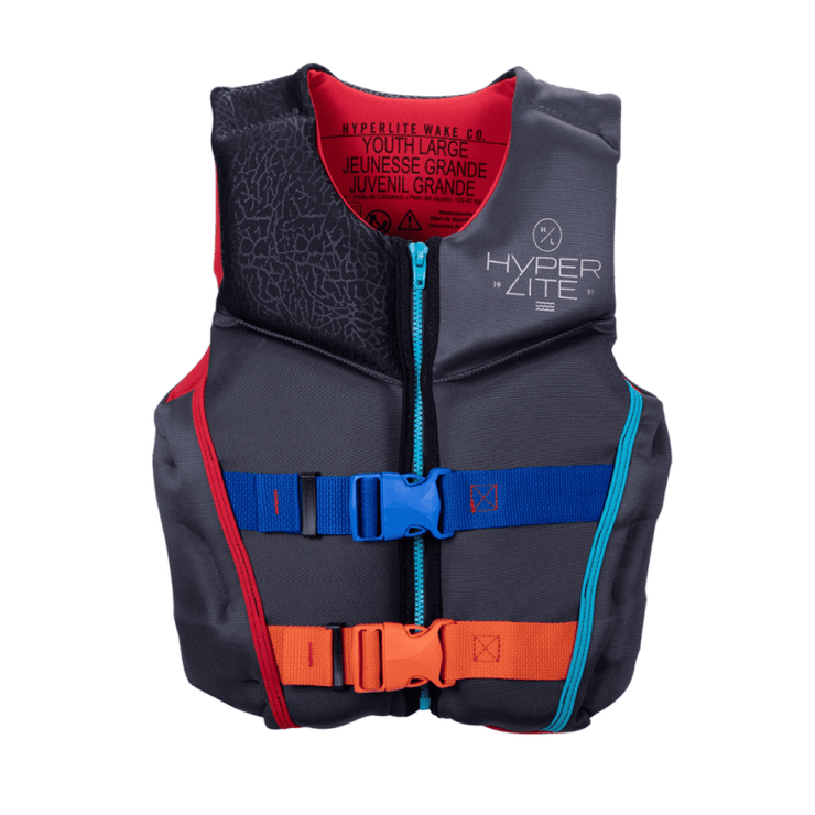 Hyperlite Boys Indy CGA Life Jacket in Grey / Blue / Orange - BoardCo