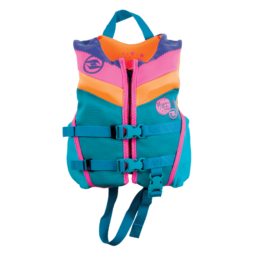 Hyperlite Girls Indy CGA Life Jacket in Aqua / Pink / Orange